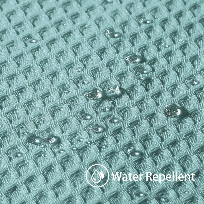 Шторка для душу з льону з металевими кільцями, тканинна, текстильна, для ванни, антигрибкова, водонепроникна, важка, для ванної кімнати, 182 x 182 см (Морська синя) (Вафля - Турквіс, H214 x B182 см (1 шт))