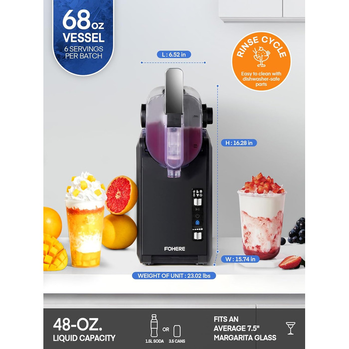 Машина для приготування сляш та коктейлів 2L, 5-в-1, Quickfreeze Technology, для дому