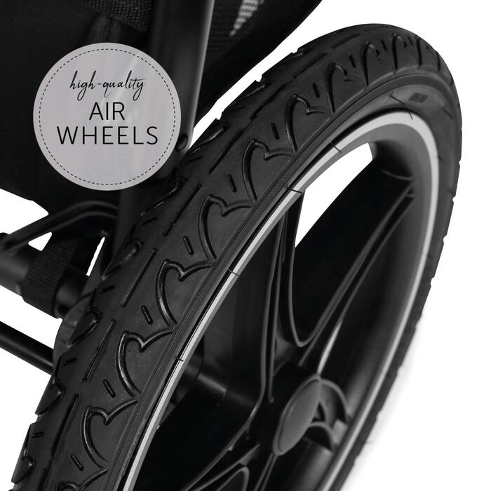 Дитяча коляска-візок Hauck Runner 2, чорний - робастний триколісний візок з XL повітряними колесами, амортизацією, захистом від сонця SPF 50+, великим москітним вікном, регульованою ручкою, з функцією рекліну для дітей від народження до 22 кг, складаний ч