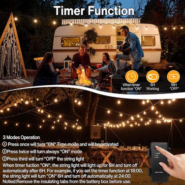 LED ліхтарна гірлянда для зовнішнього використання на батарейці з таймером, 9м, 12 лампочок A60, USB зарядка, 5000mAh, для декорування саду, вікна, сходи, весілля