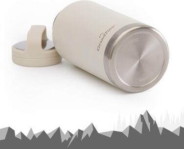 GRANDTIES Фляга для води 946 мл з широким горлом, вакуумна ізоляція, 2 кришки, для чоловіків та жінок, білий колір