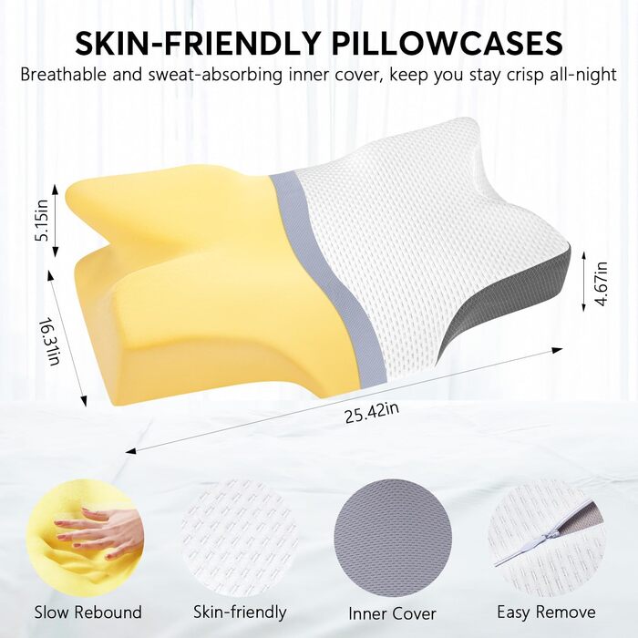Ортопедична подушка для шиї Anvo з memory foam для зняття болю, синього кольору, жорстка