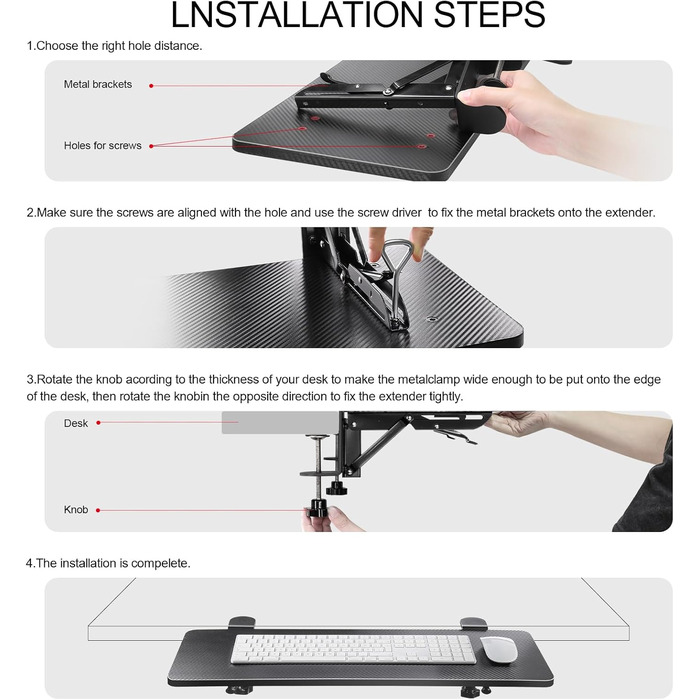 VAYDEER Подовжувач для столу з підставкою під руки та клавіатуру, чорний - Ergonomic Desk Extender