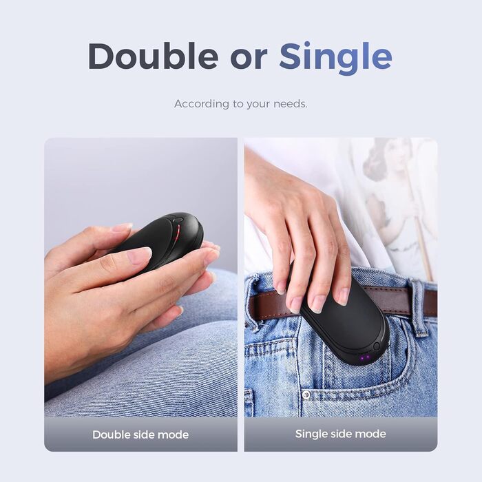 Електричний кишеньковий грір OCOOPA з 5 рівнями нагріву та 5200 mAh, до 10 годин тепла, для активного відпочинку та подарунків (чорний)