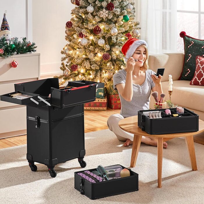 Косметичка-валіза Yaheetech 4-в-1 з роликами: зручний органайзер для макіяжу та косметики