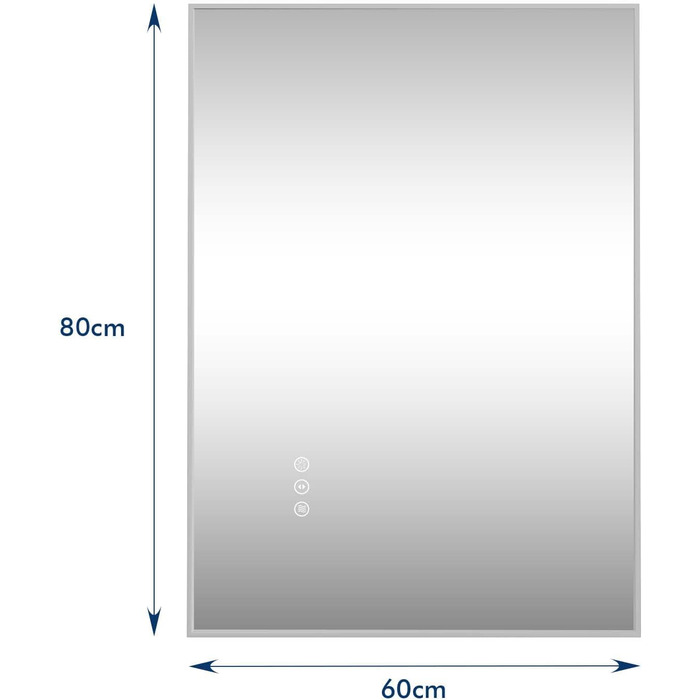 LED-дзеркало для ванної кімнати 60x80 см з підсвічуванням, сенсорне керування, регулювання яскравості, 3 кольори світла, антизапар, водонепроникність IP44, горизонтальне/вертикальне встановлення