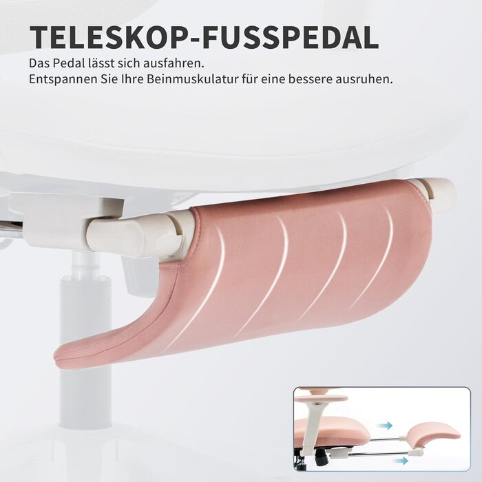 Ергономічне крісло для офісу з підніжкою, висока спинка, 2D-підголівник, відкидні підлокітники, сидіння з губки, сітчастий крісло для офісу, крісло для начальника, комп'ютерне крісло для дорослих (рожеве)