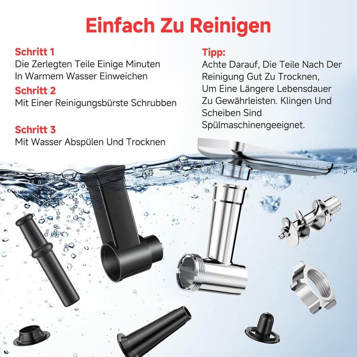 Електрична м'ясоподрібнювач AAOBOSI 3000W з LED-дисплеєм, 9 швидкостей, з нержавіючої сталі, для приготування ковбас та кіббе, з контейнером для зберігання