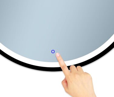 LED дзеркало для ванної кімнати 60 см з чорною рамою та підсвічуванням