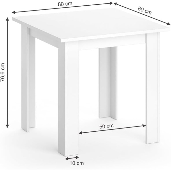 Стіл кухонний Vicco Karlos, 80x80 см, антрацит, колір білий