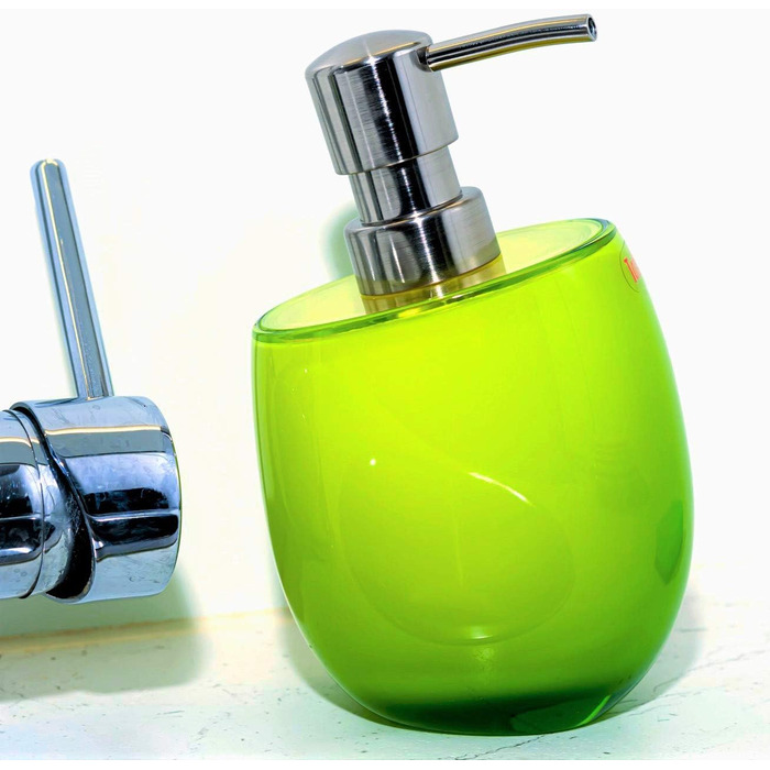 Тримач для щітки для туалету Tatkraft Repose з ударостійкого акрилу, сучасний дизайн преміум-класу, гігієнічна щітка для туалету та тримач, синій (9,69 х 7,7 х 15,5 см, зелений, дозатор для мила)