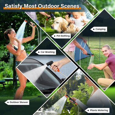 Портативна душова кабіна для кемпінгу з акумулятором 3000mAh, з помпою та насадкою, 1.8м шланг, для відпочинку, подорожей, миття авто та пляжу