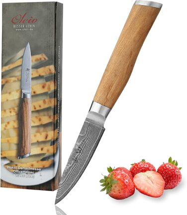 Ніж кухонний Wakoli з дамаської сталі (VG10) з 20 см лезом – гострий та збалансований – ніж з ручкою з оливкового дерева в подарунковій коробці – ніж кухарський для професіоналів та любителів (ніж для шаткування)