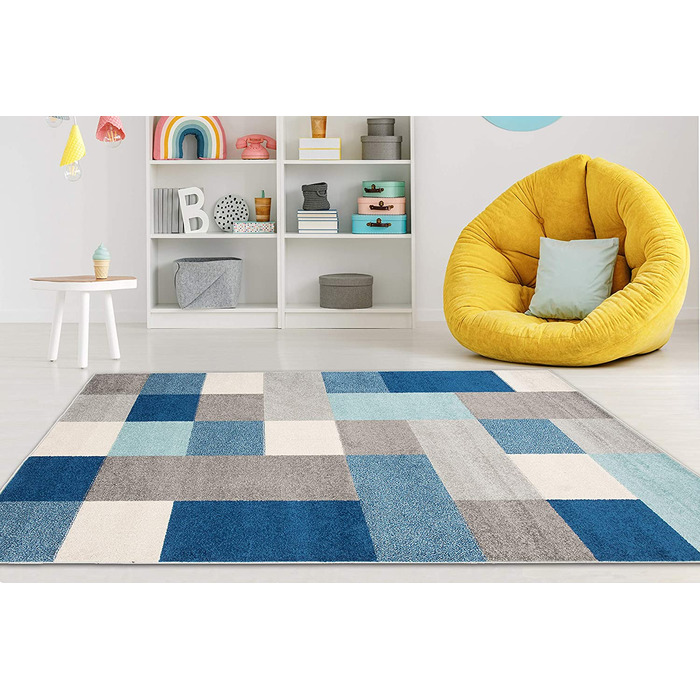 Килими Carpeto, килим для дитячої кімнати для хлопчиків і дівчаток - дитячий килим для ігрової кімнати для підлітків-багато кольорів і розмірів, пастельні тони (200 х 290 см, бірюзово-Сірий 1)