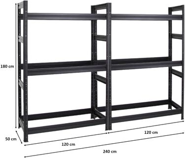 Стойка для шин PROREGAL Mega Deal (2 шт.) 180x120x50 см, чорна. Макс. навантаження 150 кг, до 24 шин