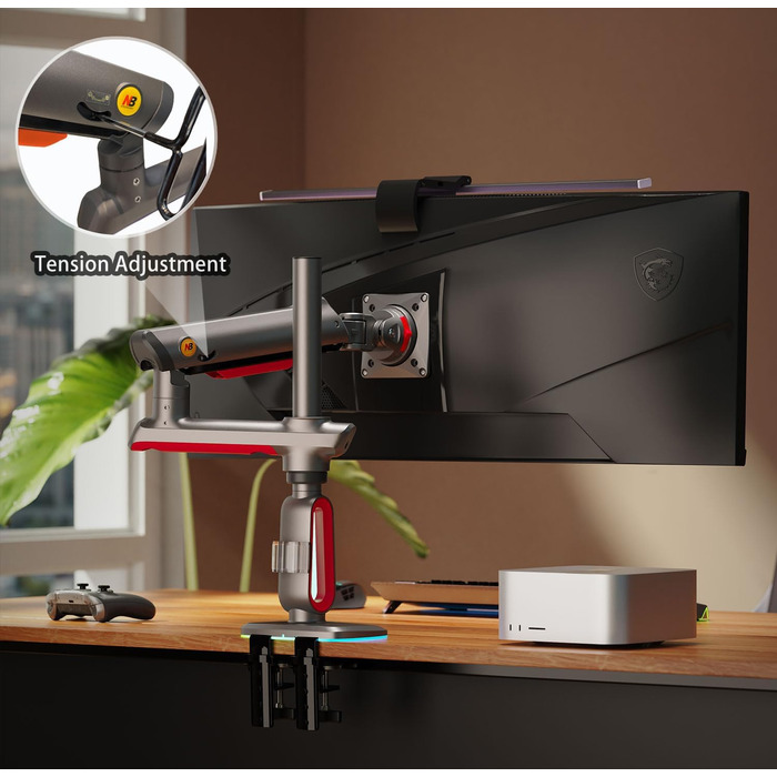 Кріплення для монітора NB Ergonomic RGB, 32-60 дюймів, для широких та вигнутих моніторів, максимальне навантаження 20 кг, VESA 75/100 мм (червоний)