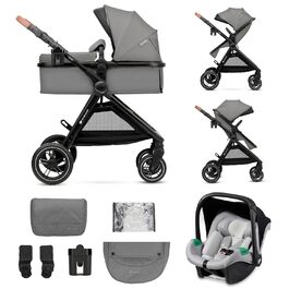 Дитяча коляска Kinderkraft ESME 3-в-1: комплект з автокріслом I-size, до 22 кг, сірого кольору