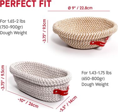 Набір для закваски KneadAce: банку для стартера 680.4 г, 2 корзини Banneton, лезо для хліба з магнітом - подарунок для пекаря, повний набір для випікання закваски