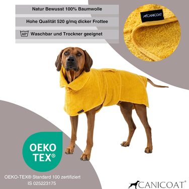 Халат для собак CANICOAT Lavari, 100 бавовна, сертифікований Oeko-TEX (розмір 4, сонячно-жовтий)