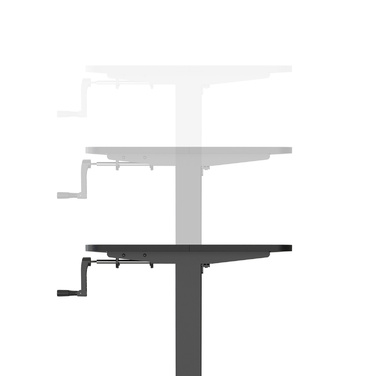 Робочий стіл STAND CR 120 x 60 з ручним регулюванням висоти, чорний колір, hjh OFFICE