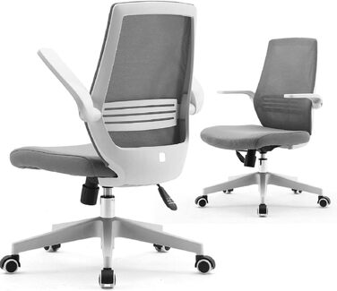 Офісний крісло SIHOO ергономічне з регульованими підлокітниками, підтримкою попереку та м'якою спинкою Mesh. Сірий колір.