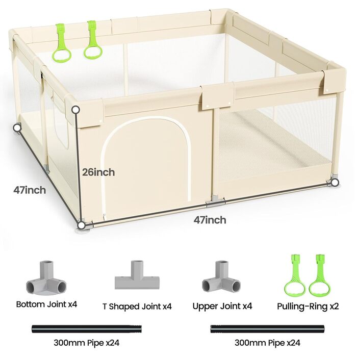 Дитячий ігровий майданчик Laufstall Baby 120x120 см - безпечний дитячий парканчик для малюків та дітей, 120x120 см (Бежевий)