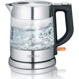 Скляний чайник, потужний і компактний чайник у високоякісному дизайні, електричний чайник з фільтром з вапна, нержавіюча сталь/чорний, WK 3468, 1-літровий чайник