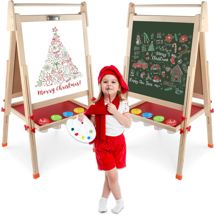 Дитяча дошка-мольберт Kramow з двома сторонами та магнітною поверхнею. Ідеальний подарунок для творчості та навчання дітей від 3 років