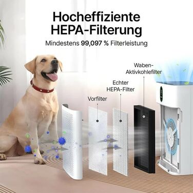 Розумний очищувач повітря Oryzom Smart Luftreiniger V1 Pro з HEPA-фільтром та датчиком PM2.5, керування через додаток та голосовий помічник (білий)