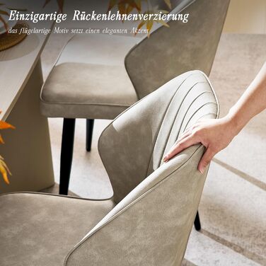 CLIPOP Комплект обідніх стільців 4 шт. Ретро, штучна шкіра, м'яке сидіння, металеві ніжки, для кухні/офісу, бежевий колір