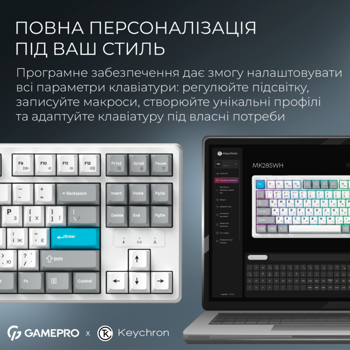 Бездротова механічна клавіатура GamePro Asgard Ragnar (MK285WH)