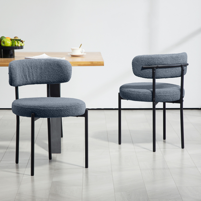 Набір з 2-х обідніх стільців, з м'яким флісовим покриттям, стільці з м'яким сидінням, металеві ніжки, сірого кольору