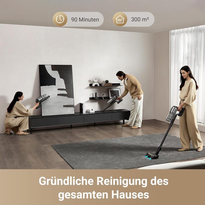 Dreame Z30 - Бездротовий пилосос з потужністю 190AW, LED-дисплеєм та турбо-щіткою для видалення шерсті тварин, 90 хвилин роботи, ідеальний для прибирання дому