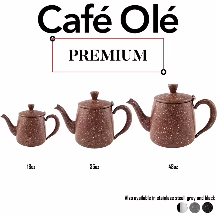 Чайник Café Olé PT-035RG 1 л, червоний граніт, преміум-нержавійка, крапля не капає, порожниста ручка, відкидна кришка