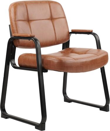 Крісла для відпочинку Big & Tall Clatina з підлокітниками, шкіра, стаціонарна база, без коліс, для офісу, лобі, дому, переговорів, конференцій, зони відпочинку, коричневий, 1 шт.