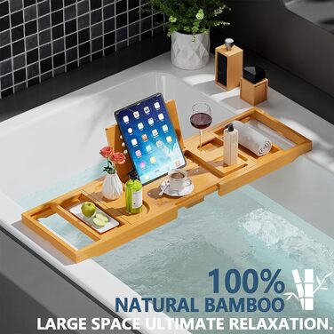 Дошка для ванни Yirilan регульована 72-104х23 см бамбукова