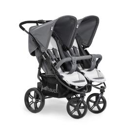 Візок для близнюків Hauck Roadster Duo SLX Grey/Silver: прогулянка від народження до 15 кг, функція лежання, великий кошик, компактний у складеному стані