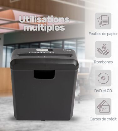 Шредер для дому та офісу Ediesi: знищення до 6 аркушів, для кредитних карт, CD та DVD, 10 літрів