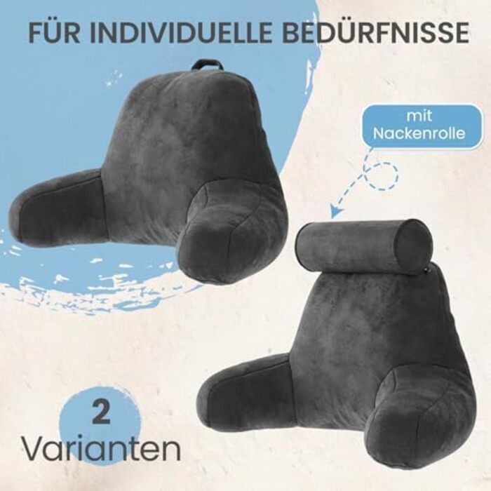 Подушка для спини та читання ELONEO з підлокітниками для ліжка та дивана, ергономічна підтримка спини, голови та шиї