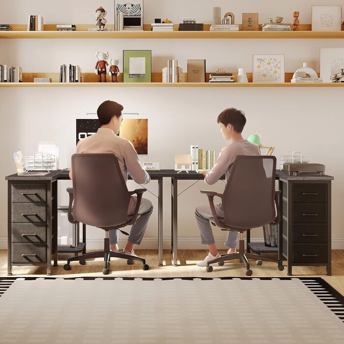 Комп'ютерний кутовий стіл Coleshome 120x70 см з 4 шухлядами, сірий, для офісу/кабінету/спальні