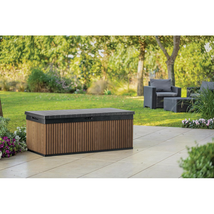 Ящик-скам'янка Keter 380л, водонепроникний, з вентиляцією, дерев'яний дизайн, витримує 300кг