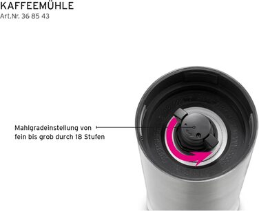 Кавомолка Tchibo ручна, керамічний жорно, регульований помел, срібна