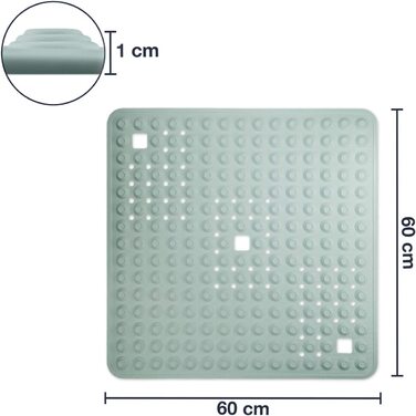Килимок для душу / напівкруглий 58 см - нековзний і дуже міцний - протиковзкий килимок для душу або ванни - можна прати при температурі 60C (60 x 60 см, м'ята)