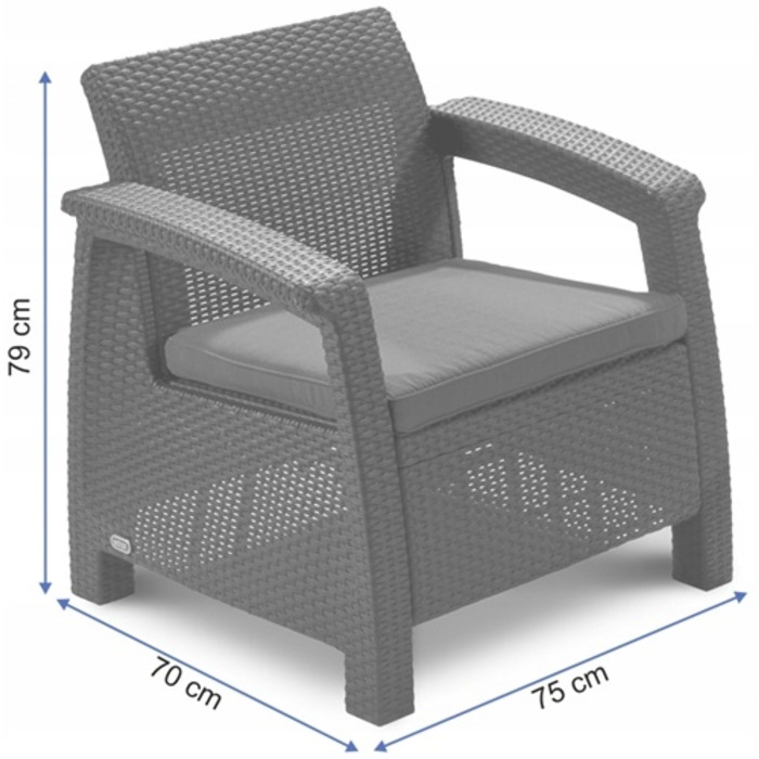 Комплект садових меблів Curver Keter Corfu II DUO, сірий, 2 предмети