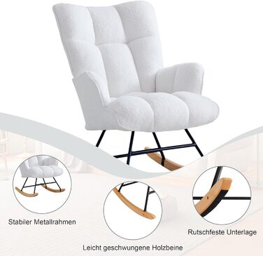 Крісло-гойдалка для годування Stillsessel з підлокітниками, біле, до 136 кг