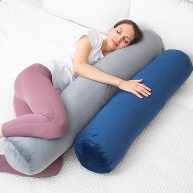 Подушка для сну на весь тіло AS AWESLING з ефектом пам'яті (Memory Foam), 90 x 20 см, бордова, з чохлом — для дорослих та тих, хто спить на боці