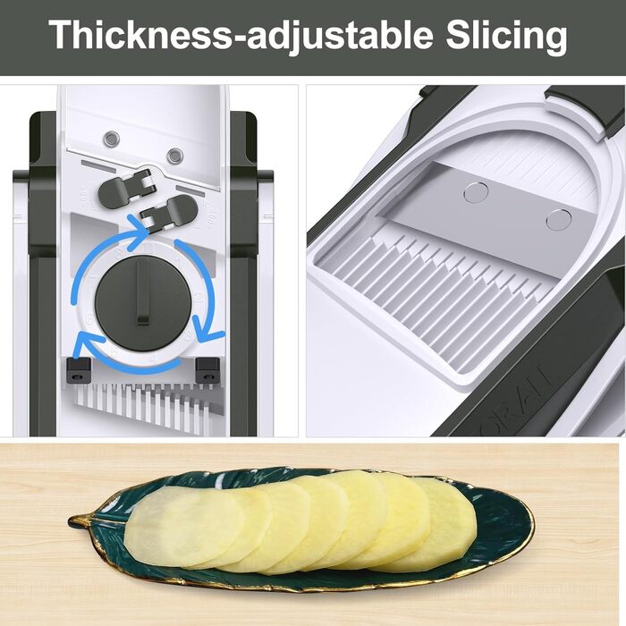 Набір для нарізання овочів 5-в-1: нарізувач, слайсер, набір для чищення, регулювання товщини 0,1-8 мм