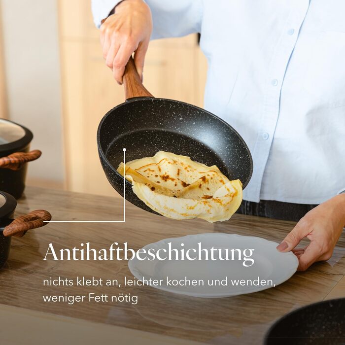 Набір посуду FLORINA MASTER BLACK 6 предметів: каструлі та сковороди з алюмінію з кришками, для індукції, газу, електроплити, кераміки. Можна мити в посудомийній машині