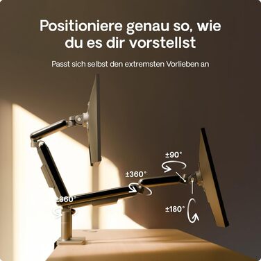 Підставка для двох моніторів Desktronic, до 32 дюймів, 8 кг, 360° обертання, регулювання висоти, міцна конструкція, проста установка, для великих моніторів, ергономічна, VESA 75/100, чорна