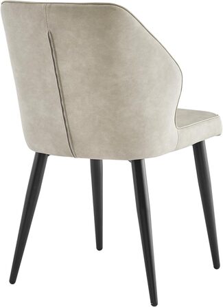 CLIPOP Комплект обідніх стільців 4 шт. Ретро, штучна шкіра, м'яке сидіння, металеві ніжки, для кухні/офісу, бежевий колір